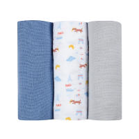 ผ้าอ้อมอเนกประสงค์ BEABA Pack of 3 Muslins Organic Cotton - Paris Blue