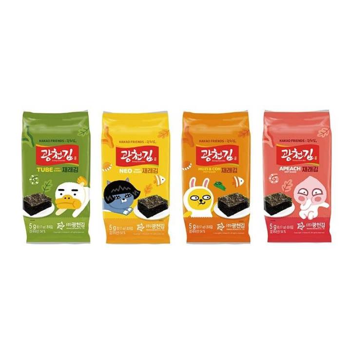 สาหร่ายเกาหลี-กากาวเฟรนส์-รส-original-kakao-friends-seaweed-5g-x-20ซอง