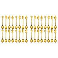 32Pcs Christmas Decorations for Home Stainless Xmas Coffee Spoons Dessert Spoon Tableware Kitchen New Year Gifts Gold