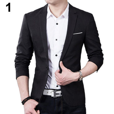 ◈ hnf531 wenchengbo® Fashion Mens Slim Formal Business Suit Coat One Button Lapel Long Sleeve Pockets Top for Office Business Trip