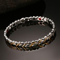 Vinterly Magnetic Bracelets For Women Chain Health Energy Germanium Hologram Bracelet Gold Color Stainless Steel Bracelet Women