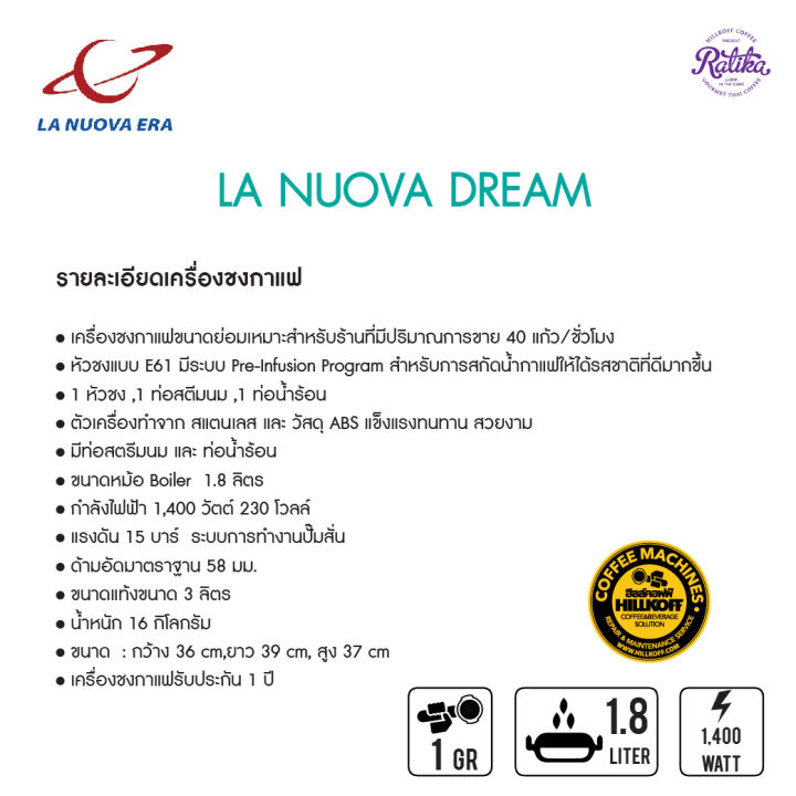 ratika-เครื่องชงกาแฟ-la-nuova-รุ่น-dream