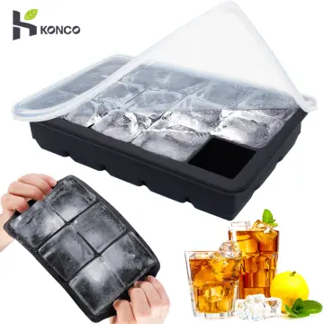 Konco 3 pieces Silicone Ice Cube Mold with Lid Ice Tray 6 grids Ice Maker  Ice Cube Tray Household Refrigerator Ice Box