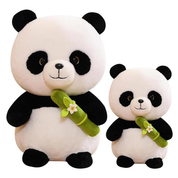 Panda Plush Cute Panda Babies Soft Toy Holding Bamboos Plush Panda ...