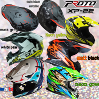 หมวกกันน็อควิบากโปรโต  proto รุ่น  XP  motocross helmet สีเทาด้าน ดำเกล็ดด้าน เหลืองนิออน เขียวนิออน ขาว