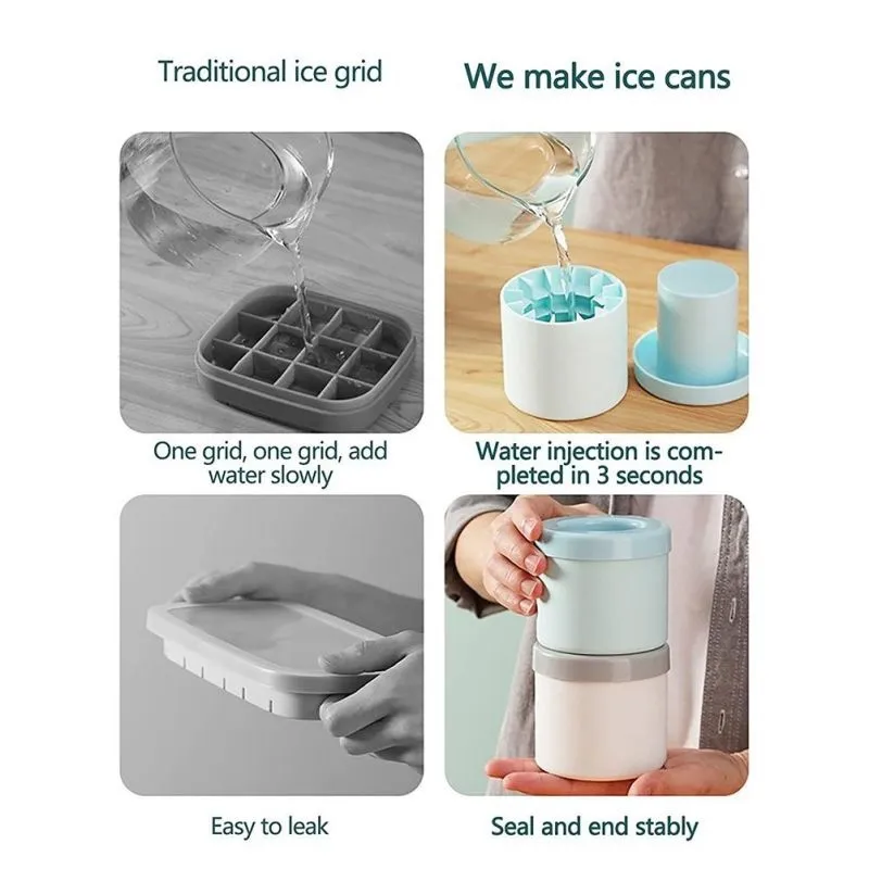  Ice Cubes Maker, Decompress Ice Lattice, Small Ice Cube Tray,  Cylinder Silicone Ice Lattice Molding Ice Cup Ice Maker Press-Type, Easy- Release (Blue): Home & Kitchen