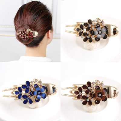 Korean peacock oil dripping hairpin horizontal clip crystal resin headdress exquisite womens hair accessories