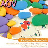 AOV เรียงซ้อนสีสันสดใสเรียงซ้อนได้40การ์ดกิจกรรมชุดหินของเล่นสำหรับเด็กหัดเดินประสาทสัมผัสทางการศึกษาตอนต้น