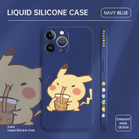 Cetus Apple 15 Plus 15 Pro 15 Pro Max Vivo V29 5G เคสโทรศัพท์ดีไซน์ด้านข้างการ์ตูน Pikachu น่ารัก Pocket Monster ขอบสี่เหลี่ยมของเหลวปลอกซิลิโคนคลุมทั้งหมดเคสกล้อง