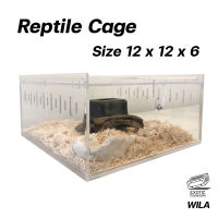 กรงสัตว์เลื้อยคลาน กรงงู กรงอะคริลิค ขนาด 12 x 12 x 6 นิ้ว รุ่นฝาสไลด์บน Reptile Cage By Exotic Technician