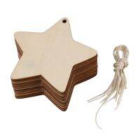 50 x Wooden Star Shapes, Plain Wood Craft Tags with Hole (10cm)