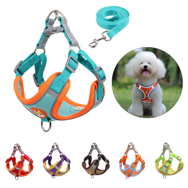 5-0-pet-dog-harness-and-leash-set-adjustable-puppy-cat-harness-vest-reflective-walking-lead-leash-for-small-dogs-chihuahua-สินค้าใหม่เข้าสู่ตลาด