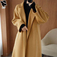 GW Coat For Women ฤดูใบไม้ร่วงและฤดูหนาว Long Knee-Length Loose Plus-Size Tweed Coat