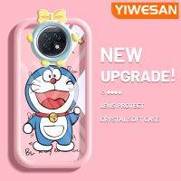 YIWESAN เคสสำหรับ Xiaomi Redmi โน๊ต9T การ์ตูนโดราเอมอนรักสีสันสดใสเลนส์กล้องถ่ายรูปแบบนิ่มสัตว์ประหลาดตัวเล็กๆเคสมือถือกันกระแทกแบบใสเคสฝาป้องกันซิลิโคนที่สร้างสรรค์