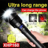 【เรือจากประเทศไทย】ไฟฉายแรงสูง ไฟฉาย xhp160/xhp199 most powerful flashlight อลูมิเนียมอัลลอยด์ ไฟฉายเดินป่า 7 Modes usb Zoom led torch Flashlight Rechargeable with battery Tactical flashlight