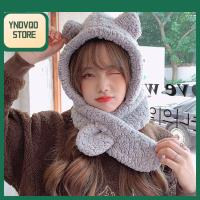 YNDVQO STORE แฟชั่น ตุ๊กตา ผ้าพันคอกันลม ที่ปิดหูปิดหู หมวกฤดูหนาว หมวกหูหมี หมวกบีนนี่