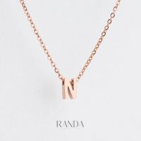Randa สร้อยคอตัวอักษร สีพิ้งโกล ตัวพิมพ์ใหญ่ N-Z สแตนเลส เลือกความยาว DIY มินิมอล ไม่ลอกไม่ดำ ลงทะเล โดนน้ำหอมได้ Randa jewelry ไม่ลอก ไม่ดำ