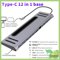 IHBNEP USB ชาร์จ PD 12 In 1หลายพอร์ต3.0ที่วางโทรศัพท์ USB Type-C Hub กิกะบิตอีเธอร์เน็ต4K Dual HDMI แท่นวางมือถือ