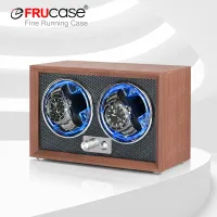 FRUCASE นาฬิกาอัตโนมัติ2กล่อง,กล่องเก็บนาฬิกาคู่เก็บโชว์เครื่องประดับกล่องเก็บลายไม้มีไฟ