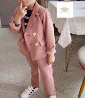 ?Pink Cute Suit สูทสีชมพู ขุดสูทเด็ก สูทสีชมพูพาสเทล เซท 2 ชิ้น เสื้อนอกมีซับ+กางเกงเอวยางยืด ใส่ได้ทั้งเด็กชายและหญิง ขนาด 140 หรือ ขนาด 17 (ประมาณ 7-10 ปี)