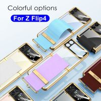 HOCE สายรัดข้อมือผู้ถือชุบโปร่งใสสำหรับ Samsung Galaxy Z Flip 4 5G Hard Anti Drop Flip Case สำหรับ Z Flip4