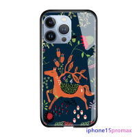 Diorcase เคสสำหรับ Apple iPhone 15 Plus 15 Pro 15 Pro 15 Pro Max การ์ตูนสำหรับเด็กผู้หญิงเคสลายสัตว์ญี่ปุ่นน่ารักแนวคิดศิลปะเคสมันวาวฝาหลังกระจกเทมเปอร์กันกระแทก