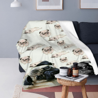 2023 newxzx blanket- Pugs And Kisses Quilt, Big Dark Eyes Of Pug Are Adorable Quilt Blanket Multiple styles （40x60inch/50×60inch/60×80inch） 39