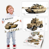 Bộ đồ chơi lắp ráp lego xe tăng M1A2 Abrams biến hình Hummer 1463 mảnh