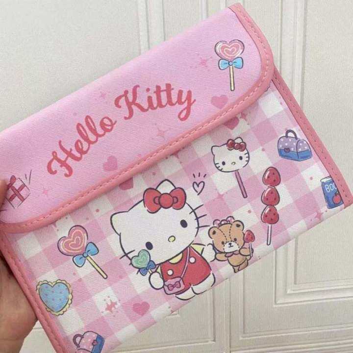 new-sanrio-cartoon-anime-wallet-hello-kitty-kuromi-my-melody-multifunctional-id-storage-bag-fold-versatile-cute-fresh-girl-gifts