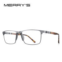 MERRYS DESIGN Men Titanium Alloy Glasses Frame Business Style Male Square Acetate Legs Myopia Prescription Eyeglasses S2253