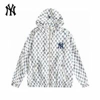 เสื้อแจ็กเก็ตลําลอง ทรงหลวม ปักลายโลโก้ MLB NY ของแท้ แต่งซิป สําหรับผู้ชาย และผู้หญิง djv