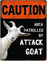 Keuftiy Metal Tin Sign Warning Sign Goats Caution Sign Goat Signs for Outside Farmhouse Fence House Wall Gate,Caution AttackGoat