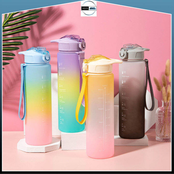 Moys 1000ml Gradient Matte Flip Sports Water Bottle Portable Straw ...