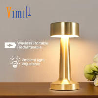 Vimite LED Smart Desk Lamp Golden Bar Lamp Touch Control USB charging Lampu Metal Table Light Night Bar Bedroom Decorative Atmosphere Lights