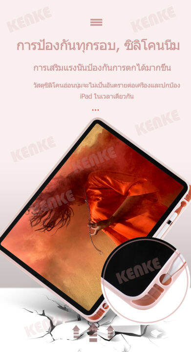 kenkeเคสป้องกันสำหรับipad-10-2ใส่ปากกาได้-เคสซิลิโคนกันตกอเนกประสงค์มีระบบระบายความร้อนแบบรังผึ้งบางมากๆสำหรับipad-2019gen-7ฟังก์ชั่นsleep-wakeอัจฉริยะ-เคสipad