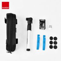 【LZ】◘►◙  Santos-Multifunções Ciclismo Bike Repair Tool Bag Kit de bicicleta Set com Top Tube Bag Tire Manutenção Tool Air Pump 14 em 1 21046