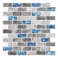 Vivid Tiles Blue Peel and Stick Tiles 3D Brick Effect Waterproof Kitchen Backsplash Decor Self Adhesive Wallpaper