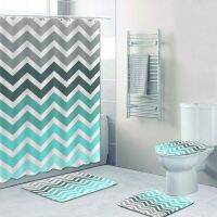 【CW】▫◐۩  Chevron Pattern Shower Curtain Curtains Set Rug cortina de ducha