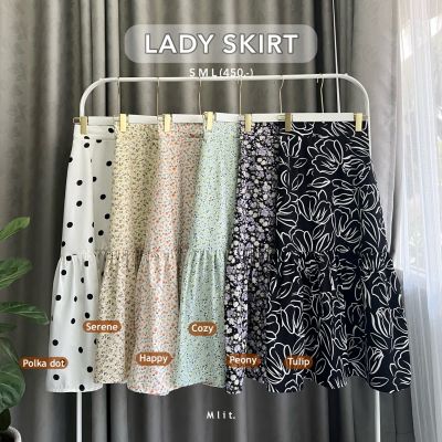 LADY Skirt กระโปรงยาว เอวหลังสม็อค มีซับในตัว (mlitbrand)