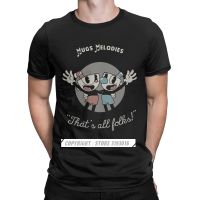 Mugs Melodies Cuphead T Shirts Men Premium Cotton T Shirts Game Mugman Cup Mouse Cartoon Animation Gamer Tees Plus Size