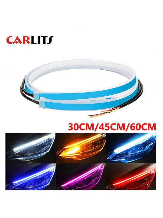 Carlits 2pcs Drl 304560cm Daytime Running Light Flexible Soft Tube