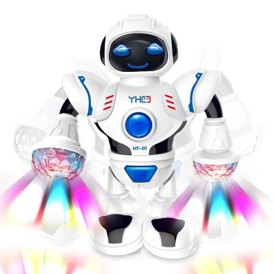 Lamontuo โมเดลหุ่นยนต์เพื่อการศึกษาของเด็ก,หุ่นยนต์มินิไฟฟ้าจำลองการเต้นด้วยไฟ Led กระพริบสูง20ซม.