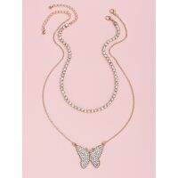 XUYU y Butterfly Rhinestones Necklace Delicate Korean Collarbone Chain Simple Personality for women gift