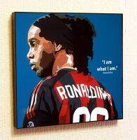 โปสเตอร์ป๊อปอาร์ตฟุตบอล Ronaldinho ผ้าใบสติกเกอร์ติดผนังคำพูดของกรอบ