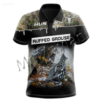 Ruffed Outdoor 2023 Fashion Grouse Hunters Mens Leisure Polo Shirt 3d Print Unisex Hipster Streetwear T-shirts Beach Short Top S-493 Unisex summer polo