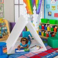 เต็นท์เต็นท์กระโจมสไตล์อินเดียนแดง Teepee 115สีขาว * 115*115ซม. 3.8*3.8 * 3.8ft วัยเด็ก