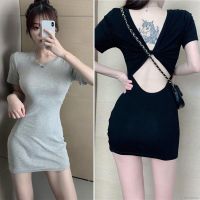 COD tjjs079 Womens Sexy Short Sleeve Hollow Out Bodycon Mini Dresses