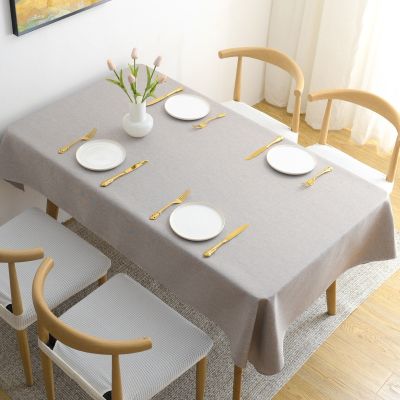 [COD] Tablecloth cloth solid linen waterproof ins rectangular desk tea simple mat