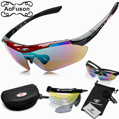5 Lens Cycling Glasses Night Vision Eyewear Change Lens Glasses Fishing Hiking Mountain Bike Bicycle Riding Sports Goggle Set