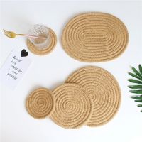 Japanese Style Jute Placemat Hand-woven Cotton Rope Dining Table Mat Insulation Pad Disc Bowl Pads Pot Holder Drink Cup Coaster